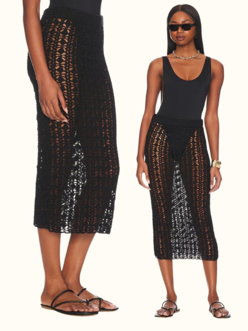L'Academie Crochet Midi Cover Up Skirt - Picture 2 of 2